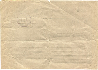 Old Wrinkled Paper with Stamp High Resolution