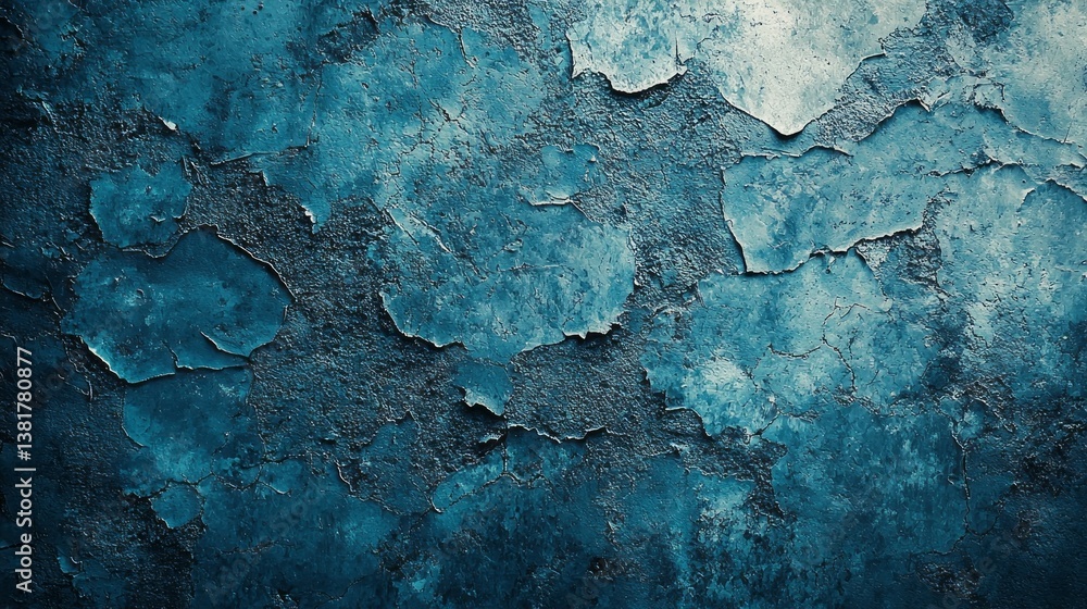 Poster a weathered surface reveals an intricate pattern of dark blue cement. the peeling texture provides a
