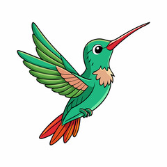 Obraz premium Colorful hummingbird flying near flowers with vibrant feathers and a tropical vibe