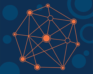 Abstract Network Connection: Interconnected Nodes and Lines on Dark Background.