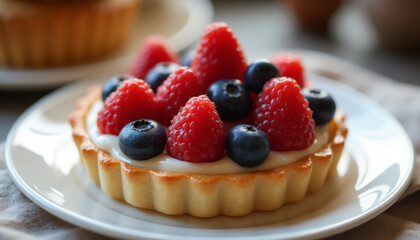 Fruit Tart + Pastry + Fresh Berries & Cream + Elegant Dessert Photography