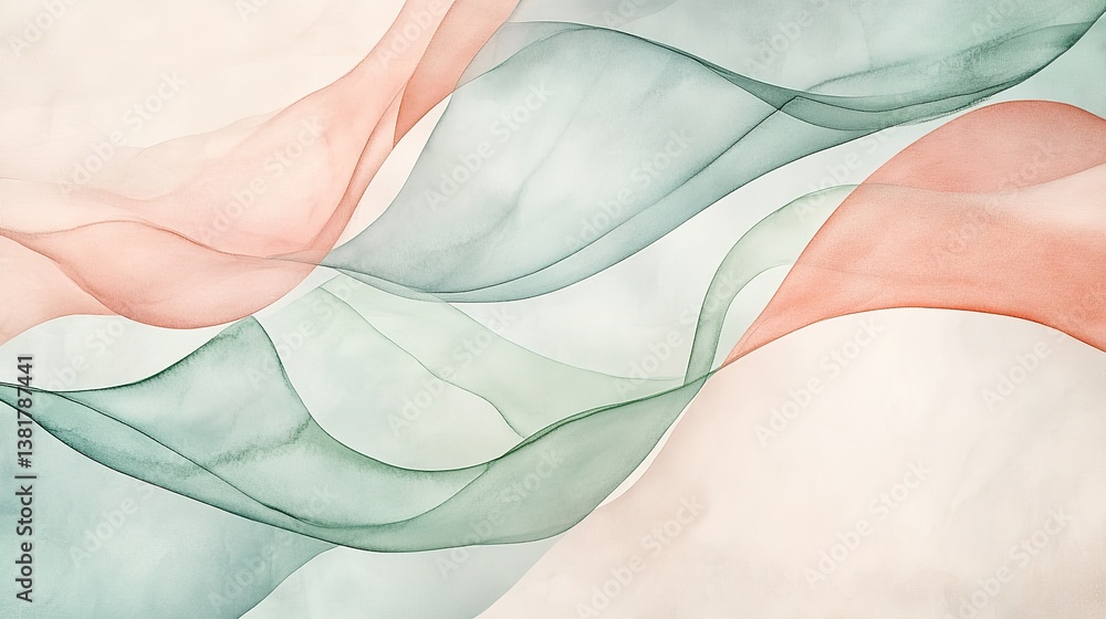Poster harmonious watercolor flow: abstract waves of serenity and artistic expression
