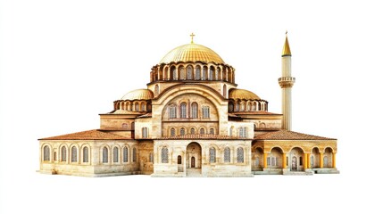 Fototapeta premium Historic Religious Architecture with Golden Dome and Minaret Ideal for Cultural Historical a