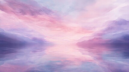 Obraz premium Harmonious pastel sky reflected on tranquil waters with ethereal landscapes