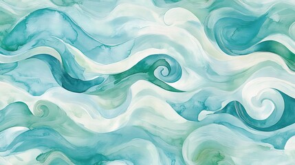 Obraz premium Watercolor Wave Abstract Artistic Background with Turquoise and Teal Shades