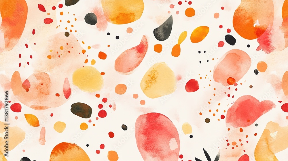 Poster delicate watercolor spots and drops in a seamless pattern create a soft backdrop