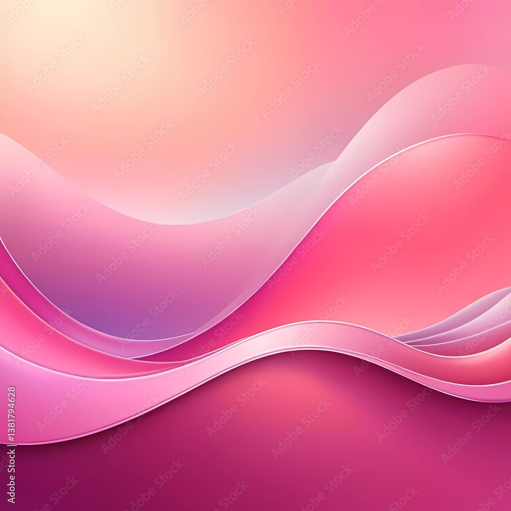 Poster soft pink waves intertwine in an abstract display, creating a soothing ambiance. the gentle gradient