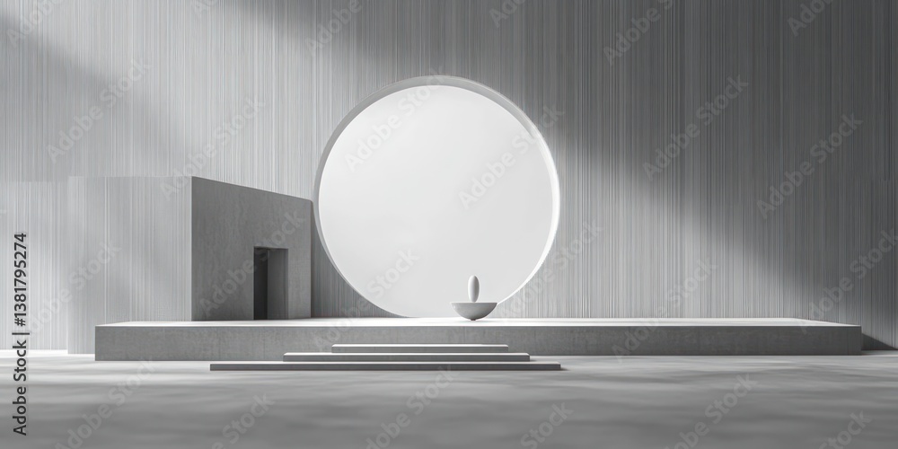 Poster minimalist geometric abstract podium platform display for modern product showcase in soft light