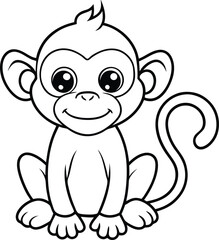 Fototapeta premium Cute Monkey Coloring Page for Kids – Jungle Animal Cartoon Printable
