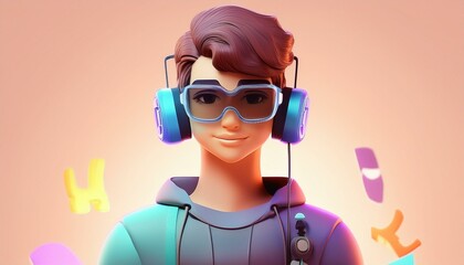 young human gamer play to game