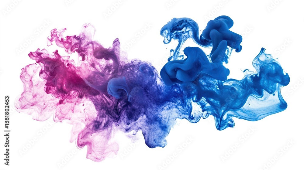 Poster abstract colorful smoke explosion with graceful dynamics on white canvas