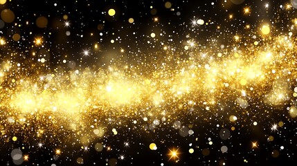 Obraz premium Bright and sparkling golden lights against a black background creating a glow