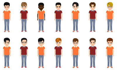 set of young boys of different races or types