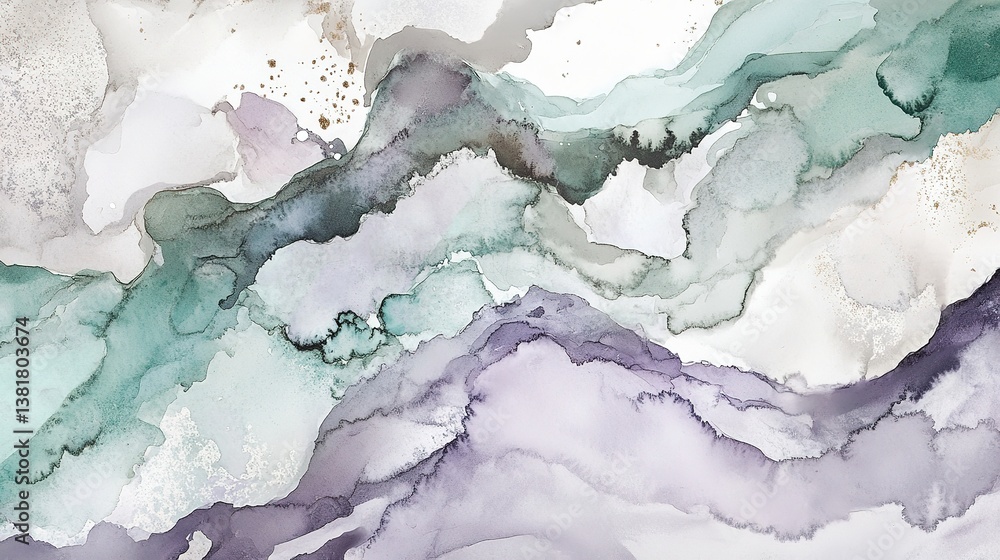 Poster fluid abstraction featuring watercolor textures and ethereal color gradients