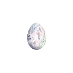 Watercolor illustration of an Easter egg with a delicate floral pattern.  design is made in pastel shades of blue, pink and green. for greeting cards, holiday invitations, packaging design and Easter