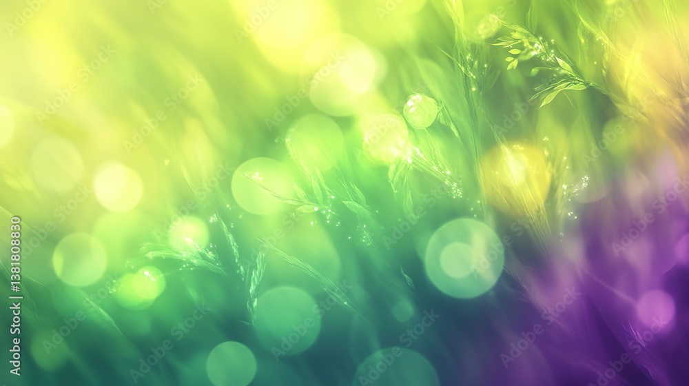 Poster ethereal field: abstract nature scene with vibrant gradient and bokeh effect