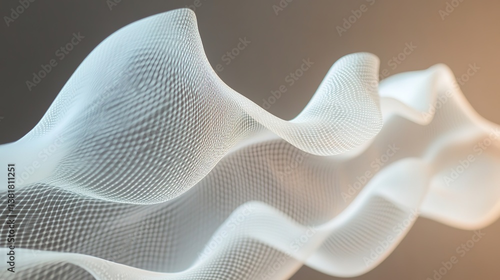 Poster ethereal mesh: abstract interwoven fabric of light and shadow rendering