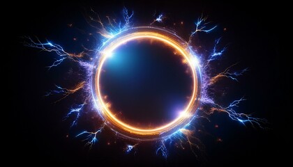 Fototapeta premium Luminous ring and energy bursts