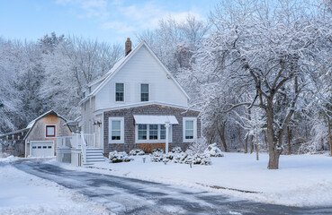 Winter house after snow storm  