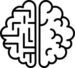 Human brain icon with maze and logic pattern - Editable Stroke SVG, fully scalable.