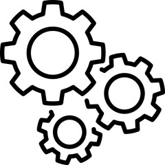Line icon of gear mechanism or system settings - Editable Stroke SVG, fully scalable.