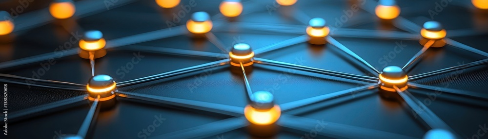 Poster innovative digital collaboration network futuristic workspace graphic visualization high-tech enviro