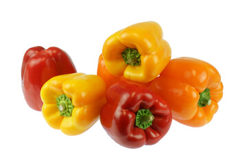 close up on fresh colorful peppers isolated on white background