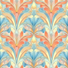 Seamless Geometric Art Deco Pattern with Pastel Colors