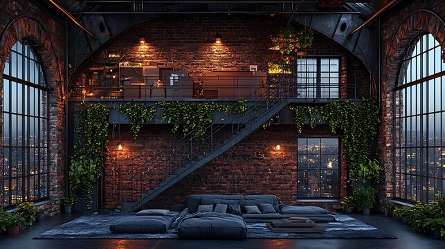 Spacious Industrial Loft Apartment Interior Design