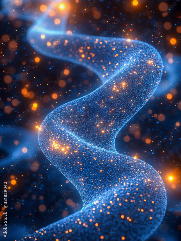 Aufkleber flowing abstract representation of data transfer with glowing particles and vibrant colors