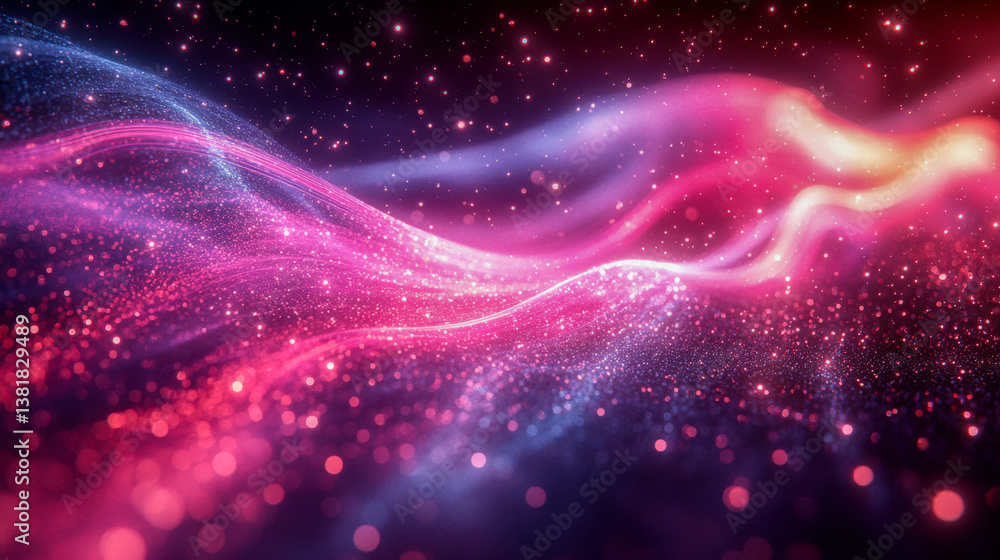 Poster dynamic fiber optic strands glowing in abstract light patterns create an immersive visual experience