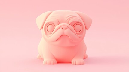 Adorable Pink Puppy Sculpture with a Charming Expression Perfect for Decor and Design Projects