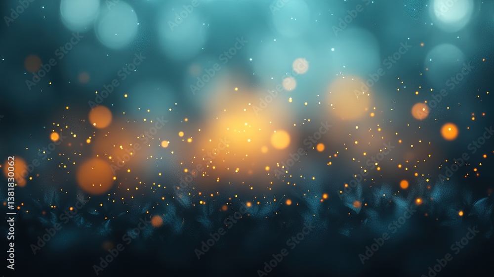 Poster abstract magical light effects with bokeh and glowing particles background