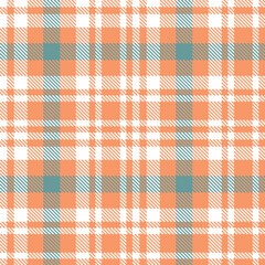 Pale Atomic Tangerine and Light White Seamless Tartan Fabric Design