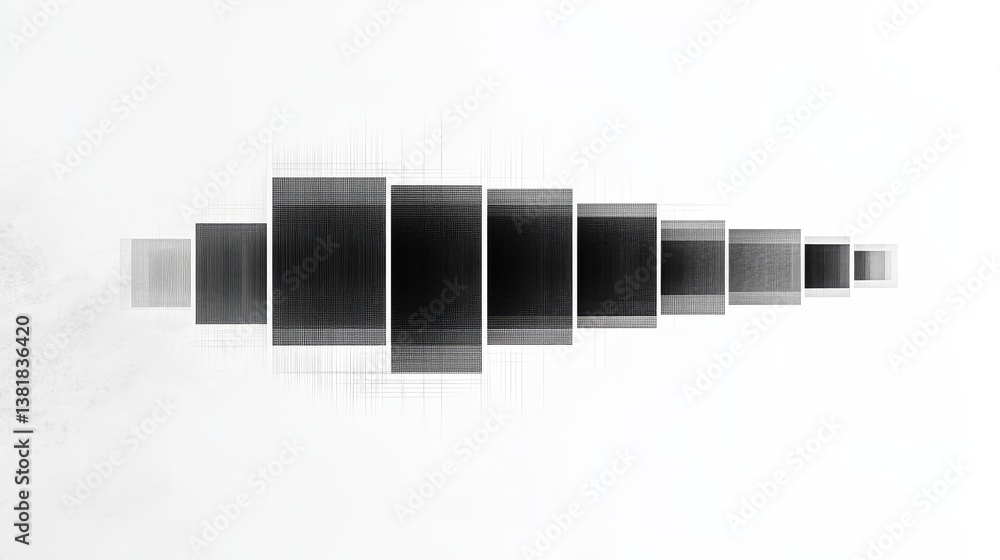 Poster abstract black and white geometric design with gradual rectangular pattern