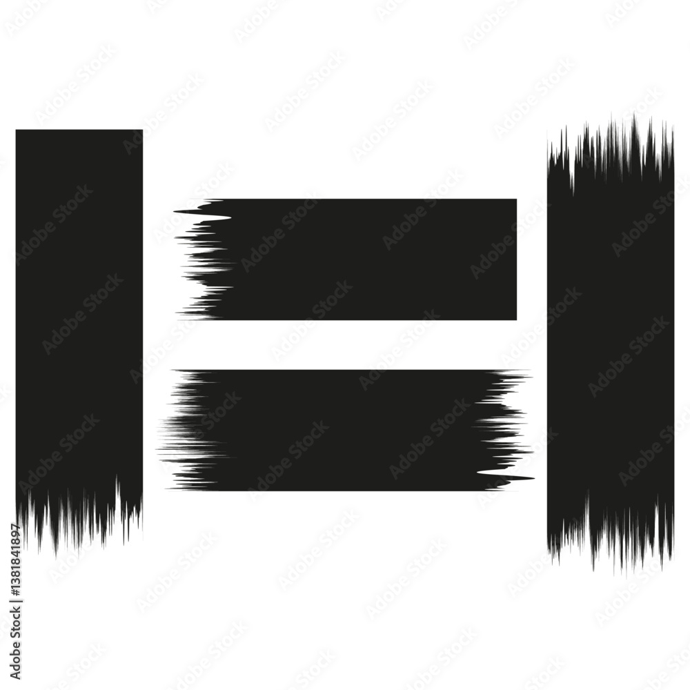 Poster grunge brush shapes. black stroke blocks. abstract paint vector. artistic edge elements.