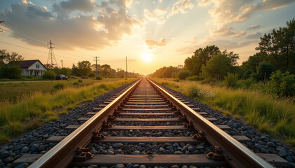 Fototapeta premium railway in the morning