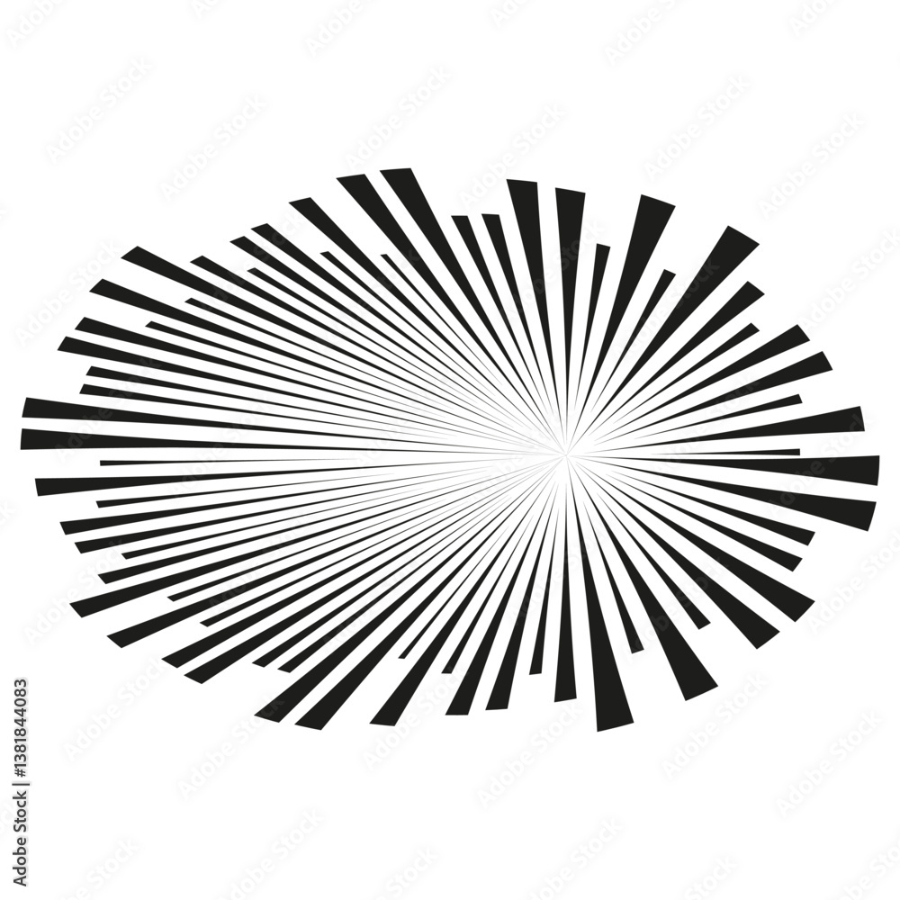 Poster elliptical burst pattern. abstract speed explosion. dynamic sunburst effect. high energy rays.