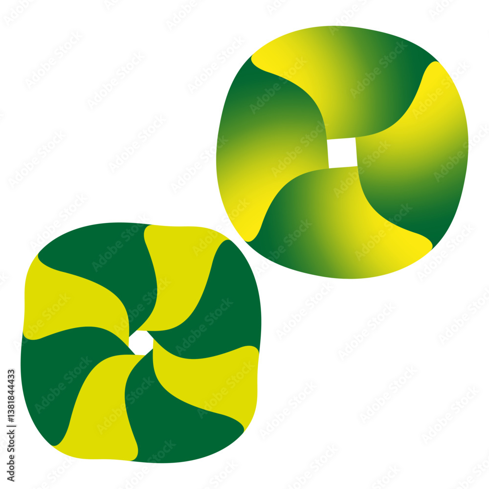 Aufkleber green swirl illustration. yellow gradient flow. circular twist emblem. vector dynamic shape.