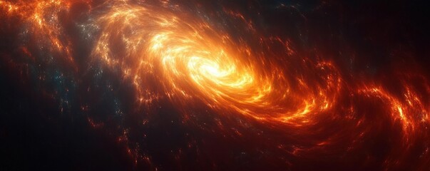 Obraz premium Majestic Cosmic Vortex Spiral Galaxy with Fiery Colors and Stars in Deep Space