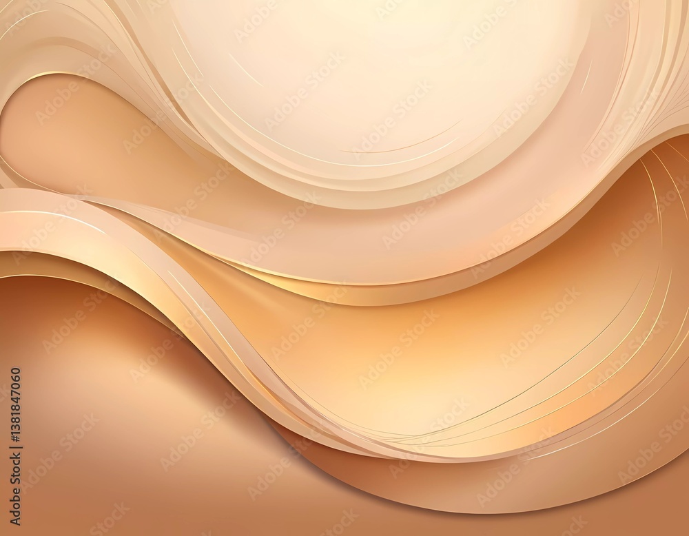 Poster soft curves undulate across a background of beige and yellow, creating a serene atmosphere that evok