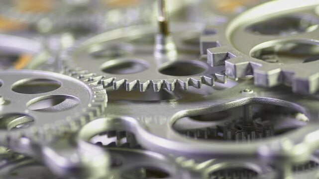 Concept of Teamwork Gears Cogwheel Working Together Movement Transmission Footage.