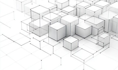 Fototapeta premium Isometric Geometric Pattern of Interconnected Hexagonal Cubes Abstract Design with Modern Line Art