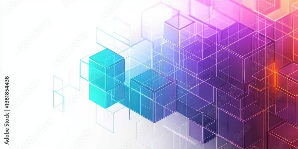 Aufkleber isometric cube geometric abstract art digital illustration with gradient colors and minimalistic fut