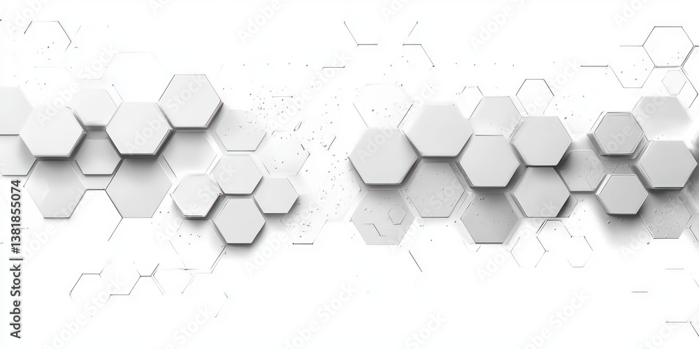 Poster geometric hexagonal abstract pattern on white background for modern digital art