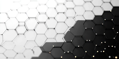 Geometric Pattern with Hexagons Dots and Lines Modern Minimalist Design Abstract Background