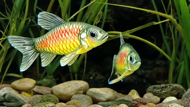 Vibrant Rainbowfish in Aquarium: A Stunning Underwater Scene
