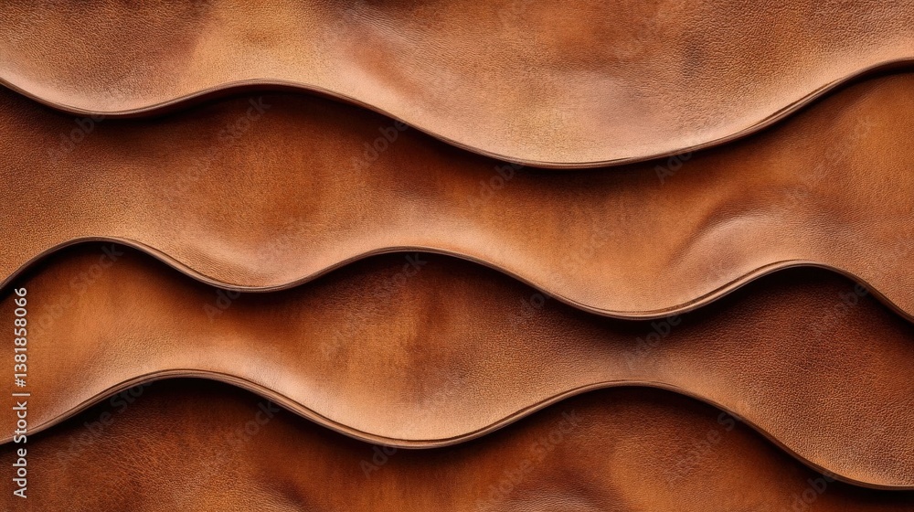 Aufkleber brown leather background with a wavy textured pattern, showcasing a smooth and elegant surface for d