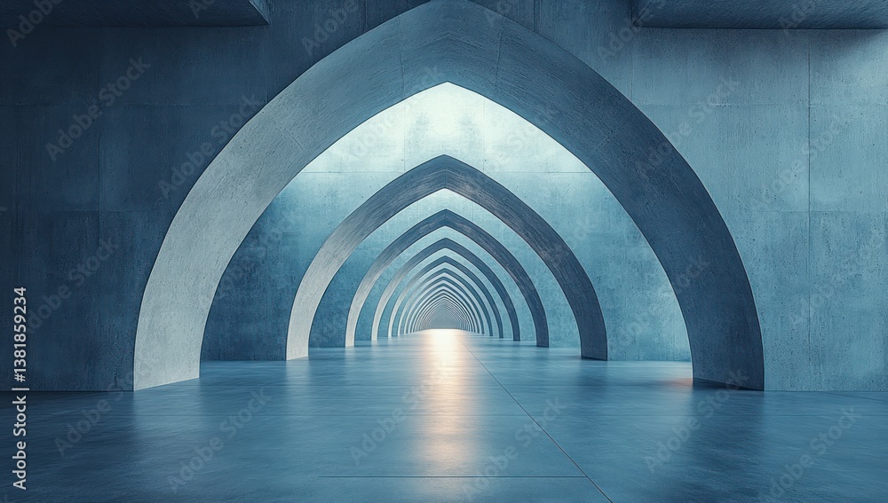 Aufkleber modern abstract architecture with symmetrical concrete arches and natural lighting in a minimalist i