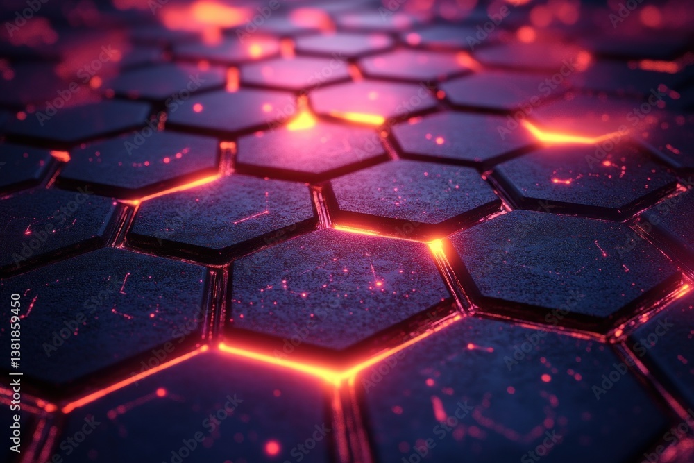Poster futuristic science technology banner geometric hexagonal background molecular structure digital inno